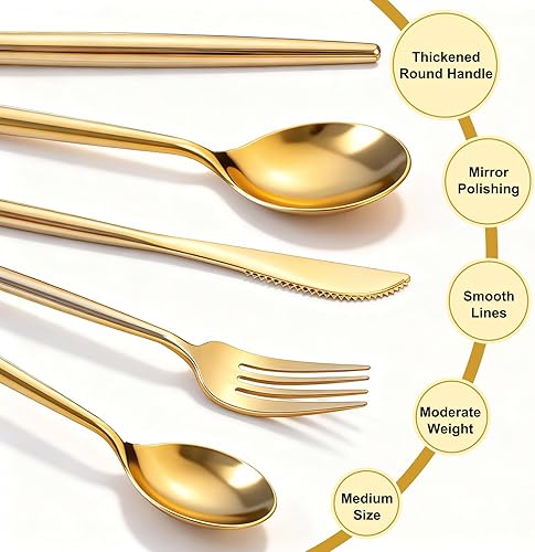 Miniatura 2 de Rubtlamp 90Pcs Christmas Gold Plastic Silverware, Gold Disposable Christmas Utensils, Plastic Cutlery Include 30 Plastic Knives, 60 Forks and