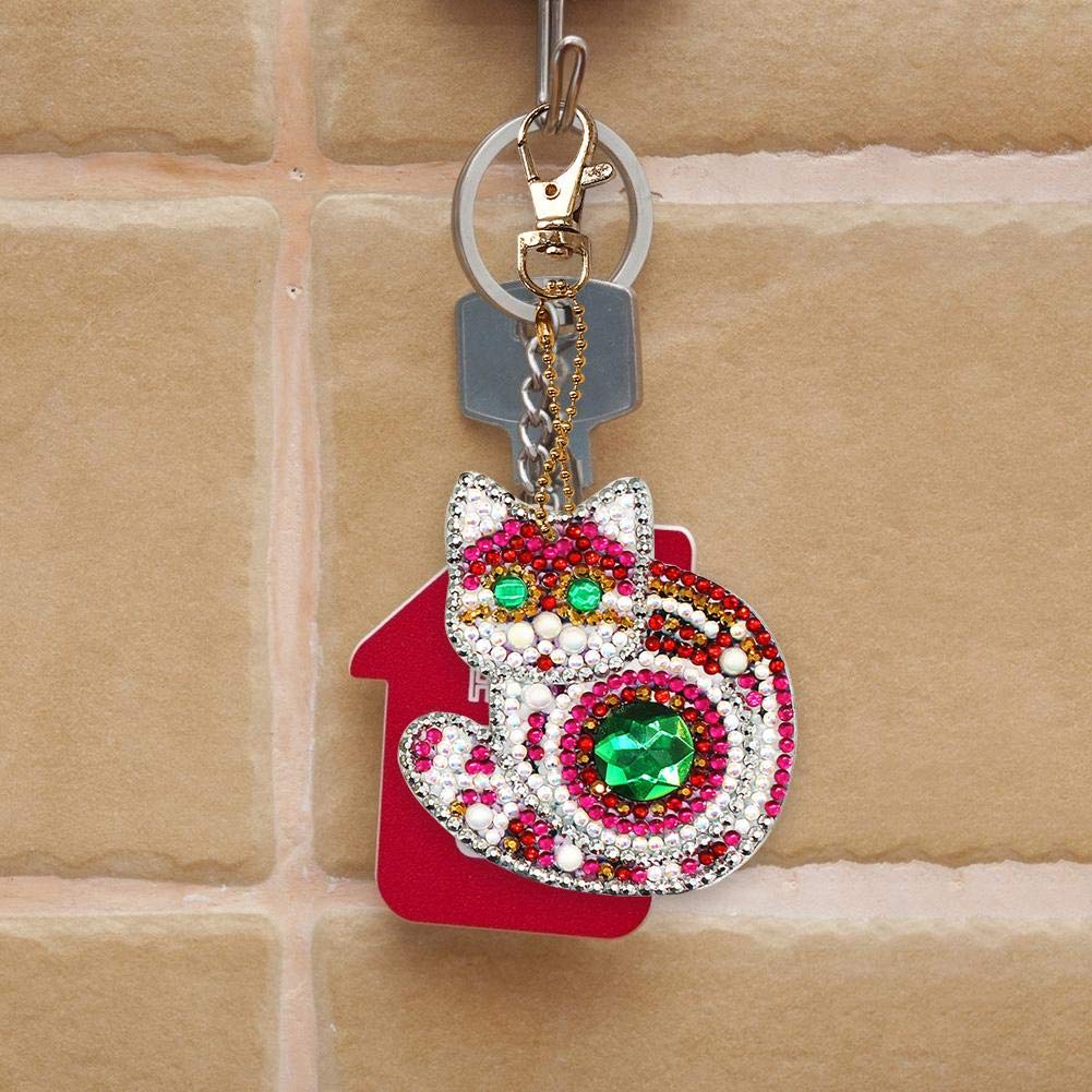 K Portachiavi Fai Da Te Con Ptura Con Diamanti A Tema Animali Compreso Sacchetto Di Strass In Resina Penna Adesiva Diamante