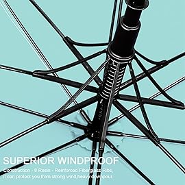 G4Free 54 Inch UV Protection Golf Umbrella Auto Open Vented Double Canopy Oversize Extra Large Windproof Sun Rain Umbrellas (Silver/Lake Blue)