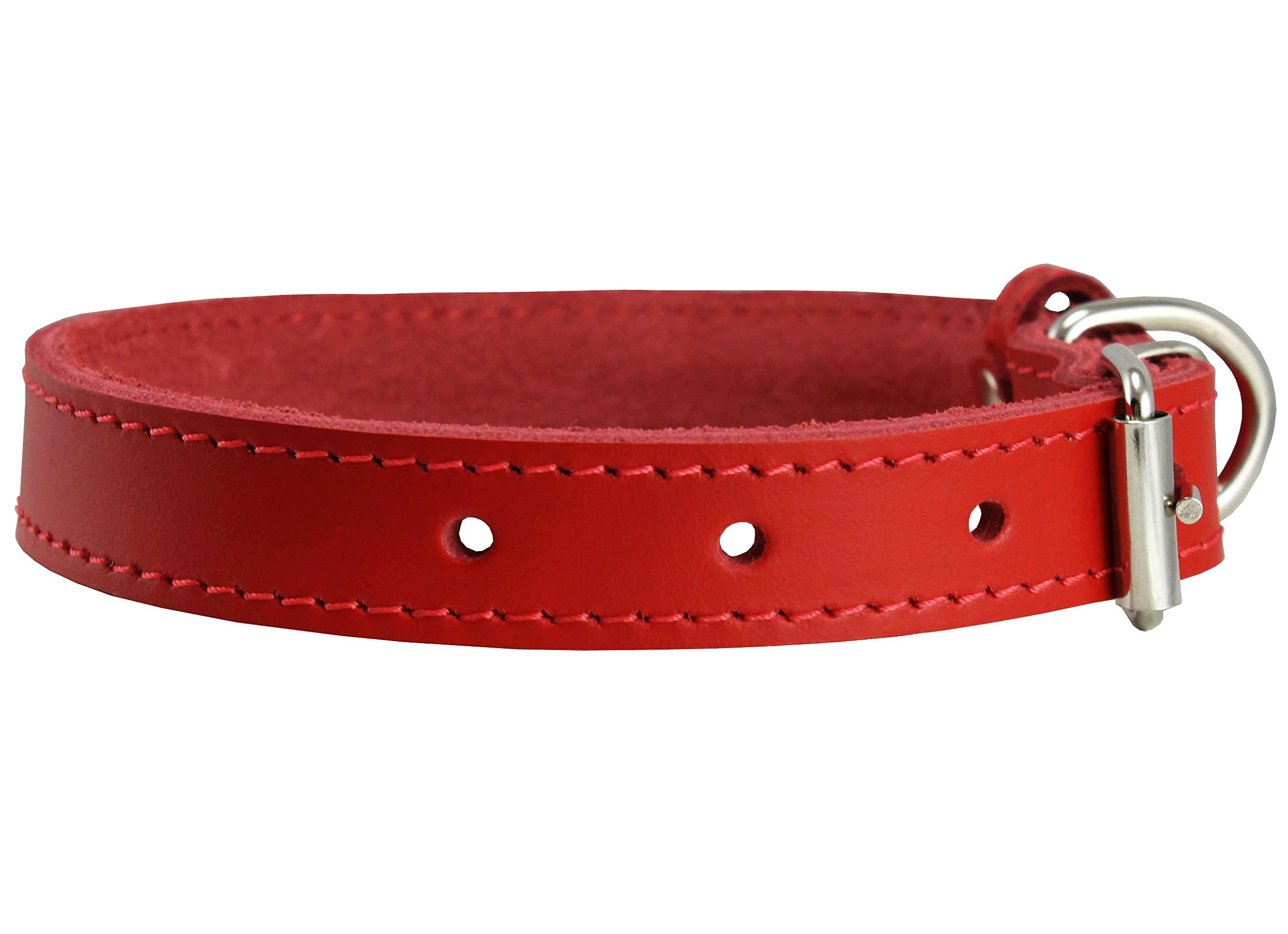 Genuine Leather Dog Collar Red 7 Sizes (11.5