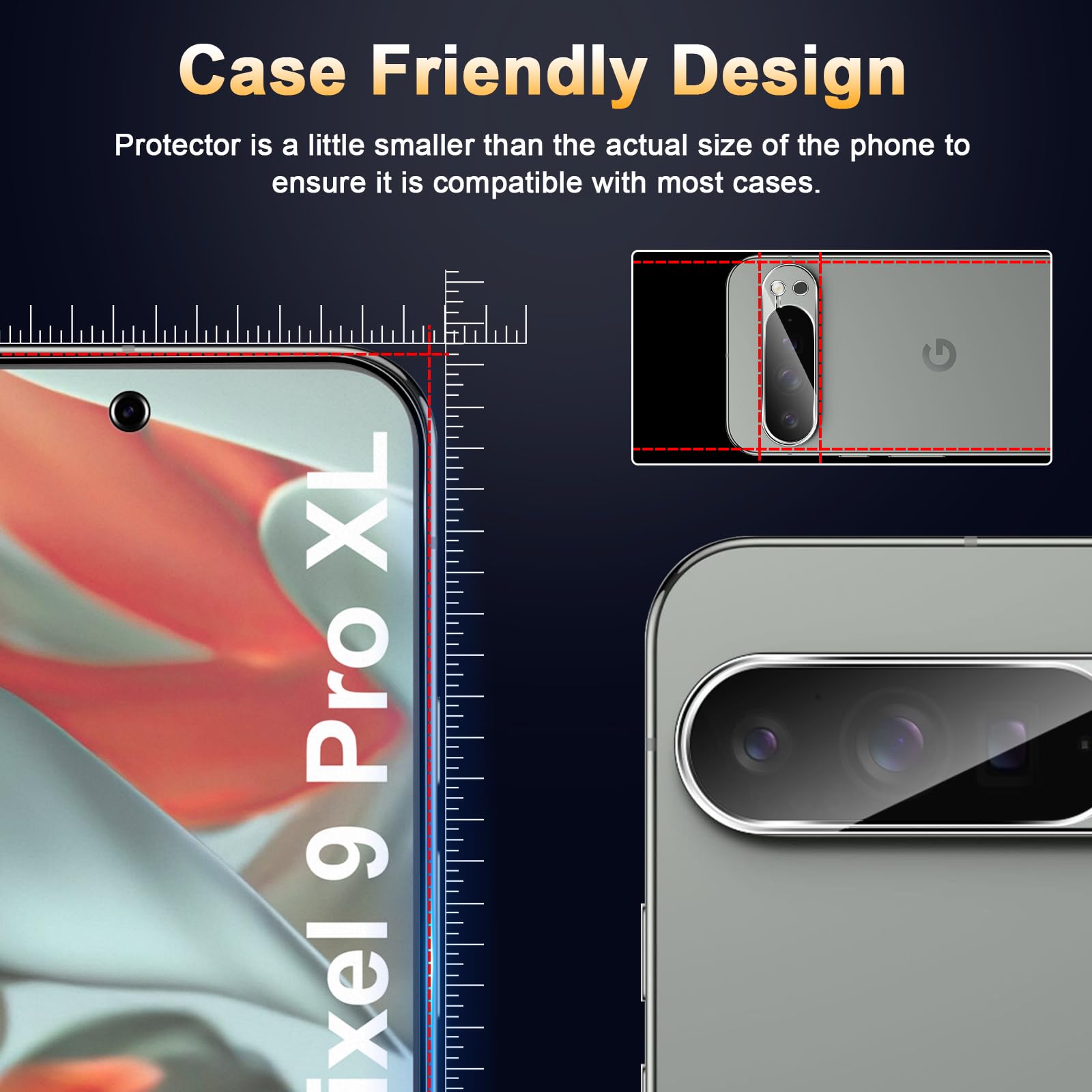 Weimierd Vetro Temperato per Google Pixel 9 Pro XL Con Strumenti di Installazione, 3 Pezzi Pellicola Protettiva e 3 Pezzi Pellicola Fotocamera, Anti-Graffio, 9H Durezza Protezione Schermo