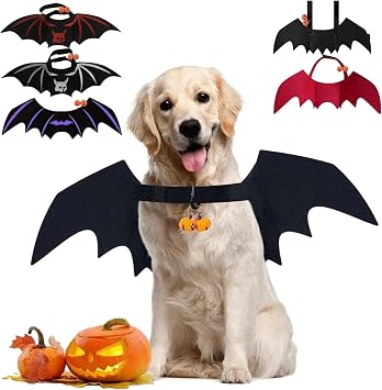 Cat & Dog Halloween Pet Clothing - Bat Wings & Bell Style Chest Strap Black Wing+Bell, S-Code