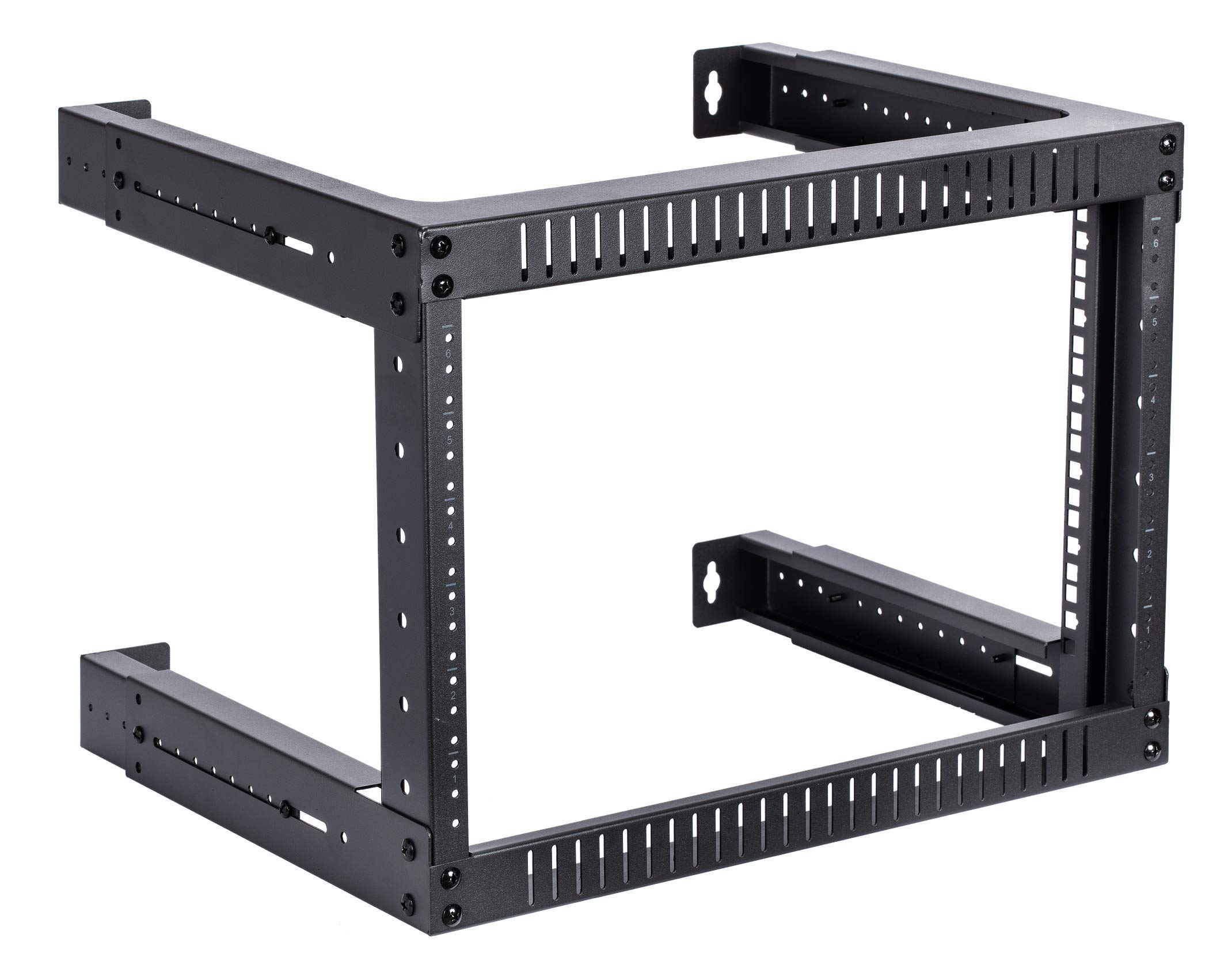 Kenuco 6U Adjustable Depth Wall Mount Open Frame Steel Network Equipment Rack 17.75 Inch Deep