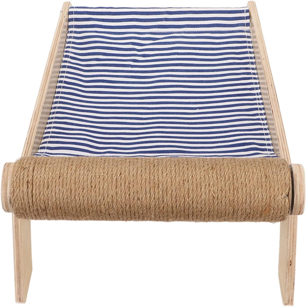 Cat Hammock Cat Bed Prevent Shaking Wooden Frame Swing Chair Kitten Raised Bed with Scratcher for All Seasons (Beach Sisal Roller Bed)