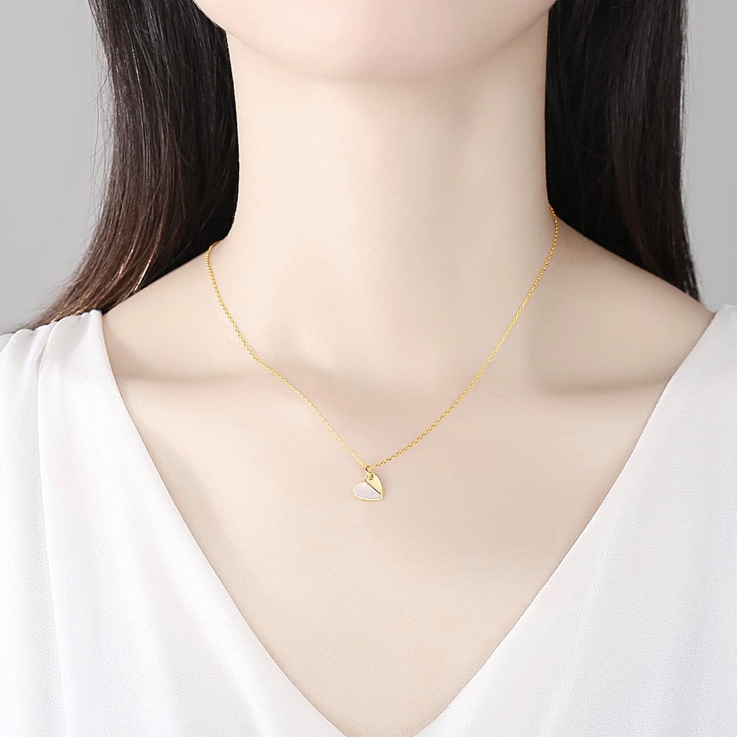 S925 Sterling Silver Simple Classic Pendant Necklace | Dainty Silver Cubic Zirconia Choker Necklace | Unique Design Sterling Silver Pendant Necklace Fashion Jewelry Gift for Women & Teen Girls