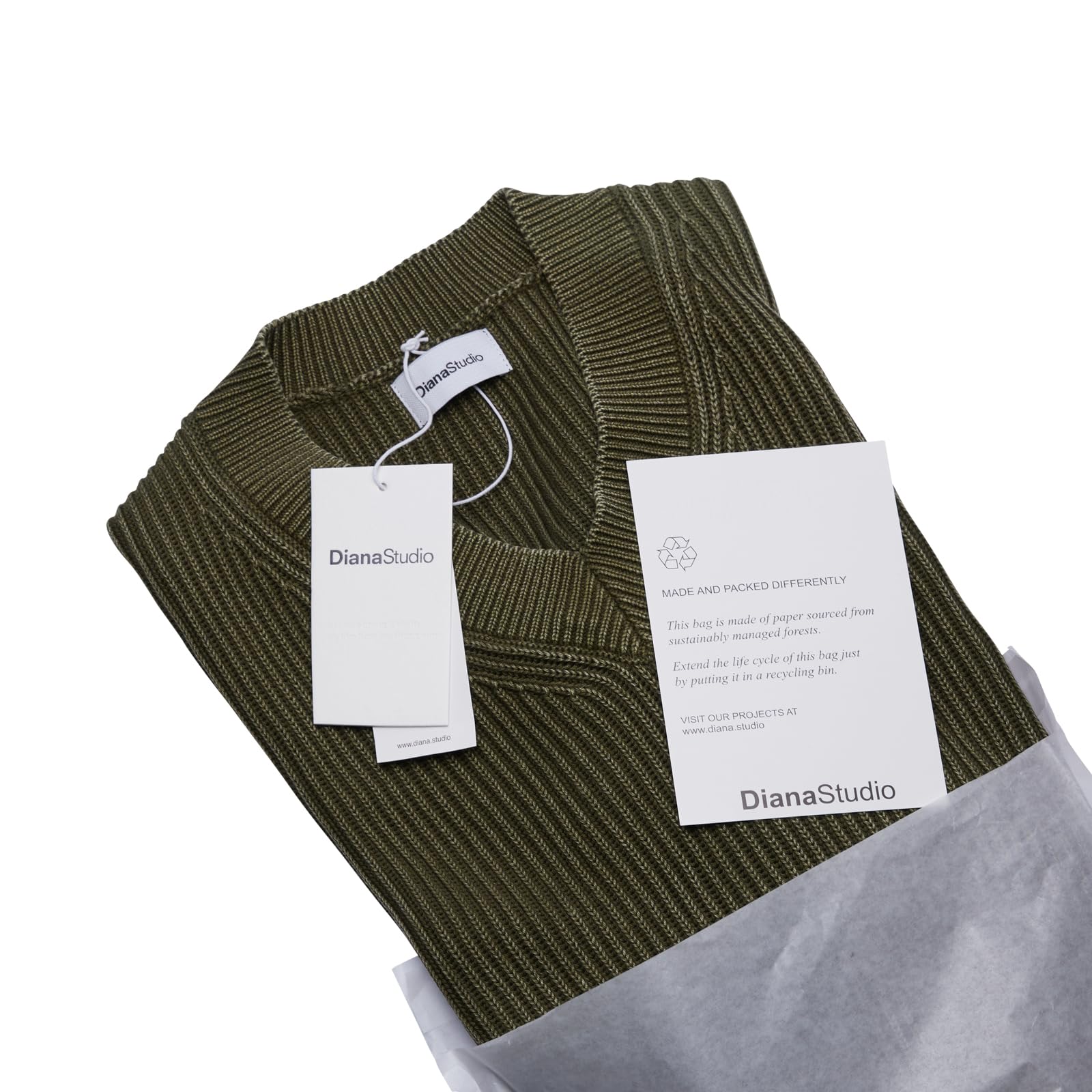 Diana Studio - Maglione Scollo V trattato a Mano in 100% Cotone, Uomo, Maniche Lunghe, Casual Fit