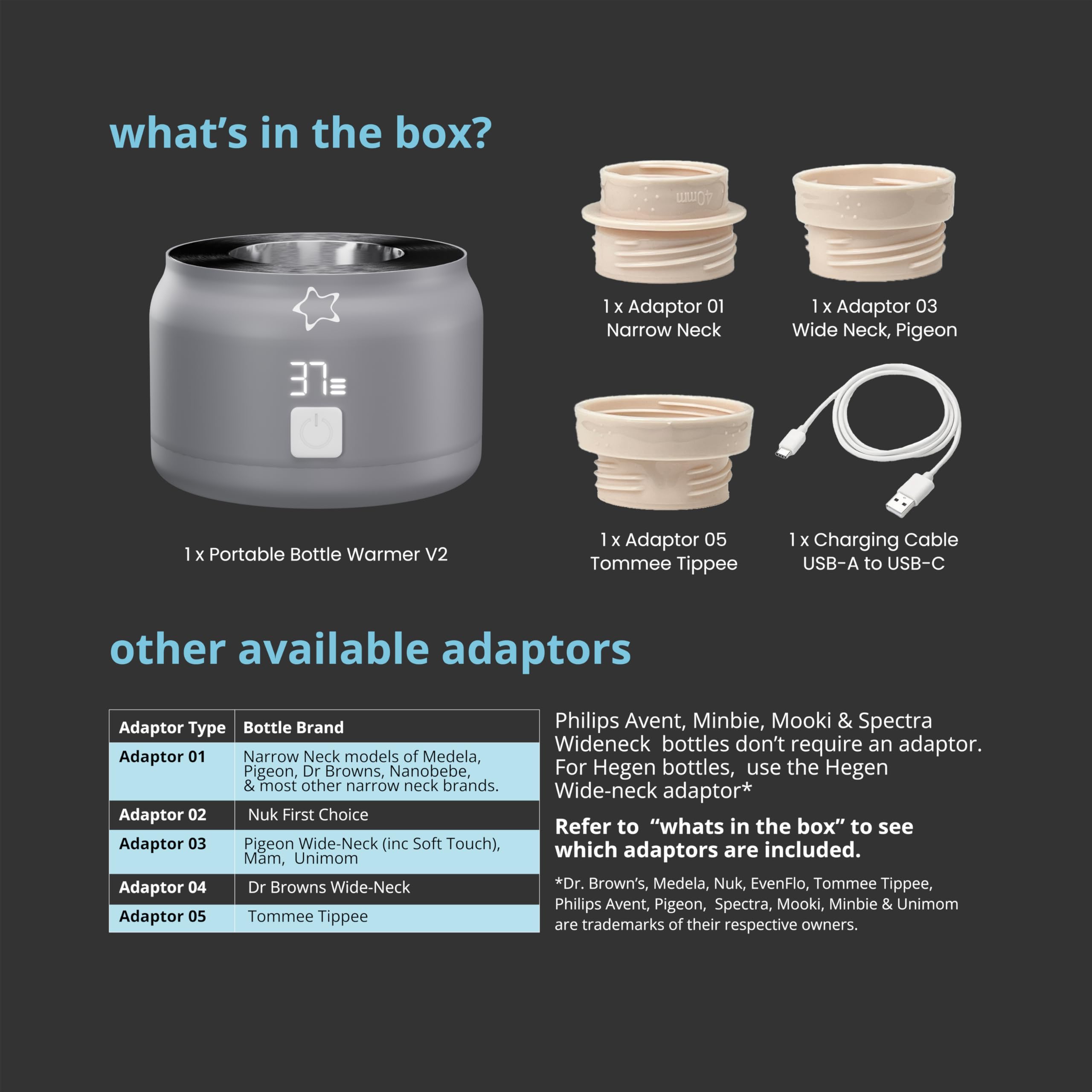 Cherub Baby Chauffe-biberon portable de voyage – Chauffe-biberon rechargeable sans fil avec affichage de la température, batterie 4500 mAh, compatible avec les grandes marques – Chaleur rapide et