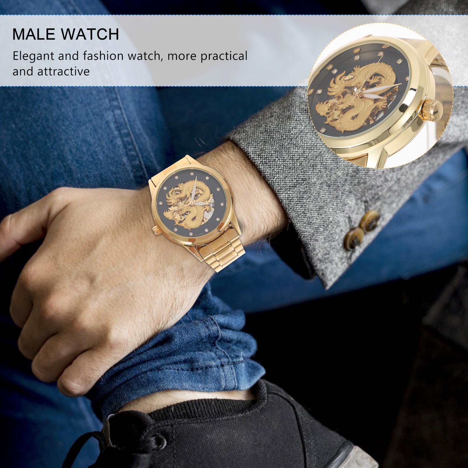 ULTECHNOVO Reloj de Pulsera de Hombre Automático de Acero Inoxidable