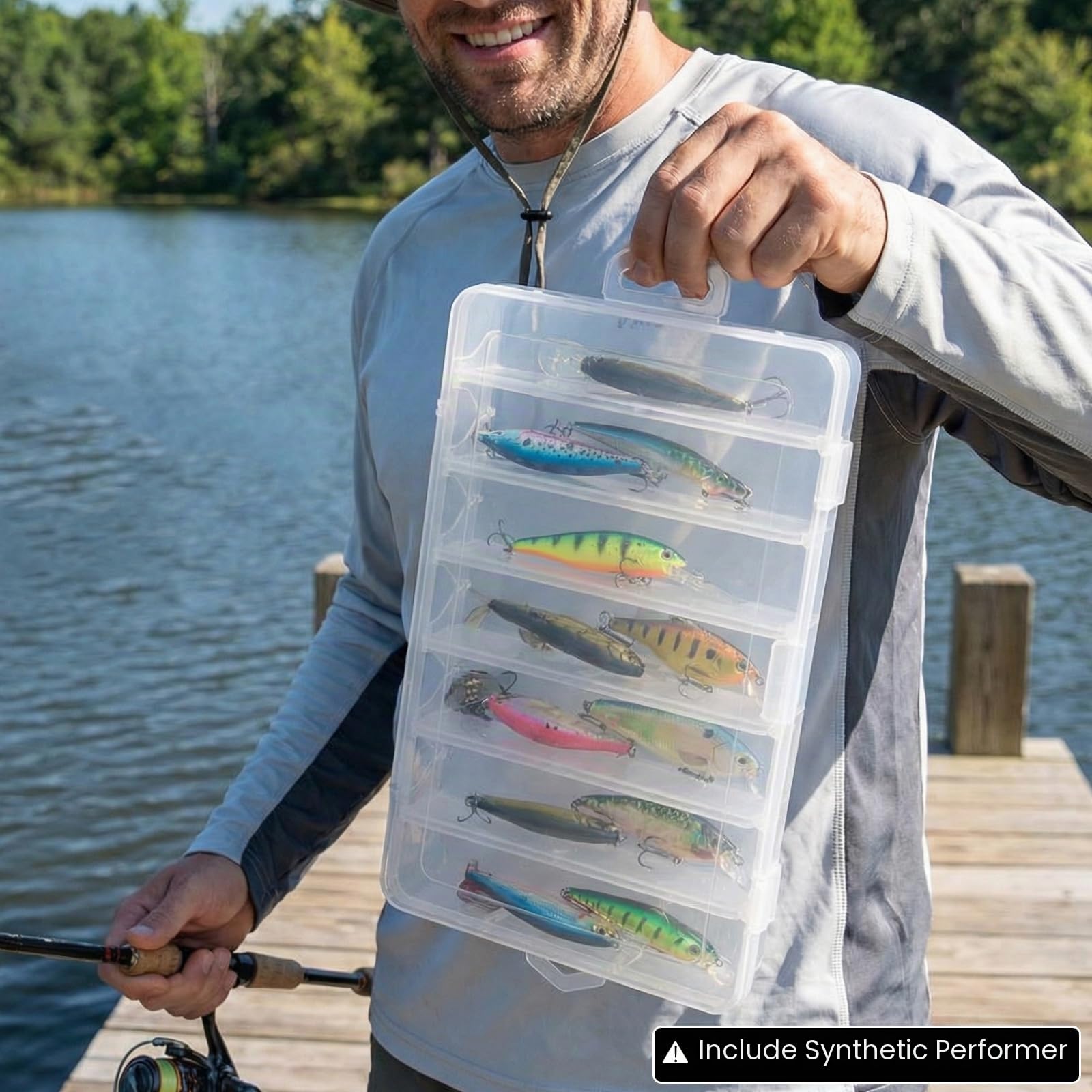 Scatola da pesca, Doppio lato 14 scomparti, Impermeabile, Compatibile con borse standard