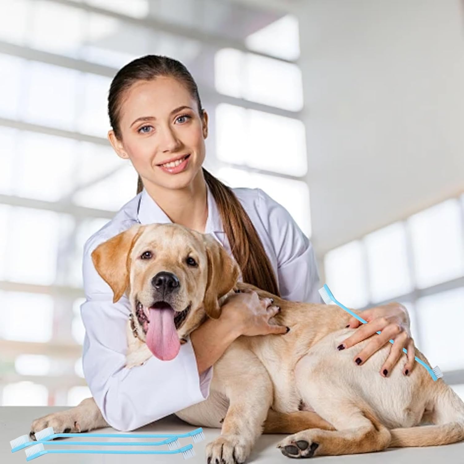 200 PCS Pet Toothbrush Bulk Double Headed Pet Toothbrush Puppy Tooth Brushing Kit for Pets Teeth Cleaning（Blue）
