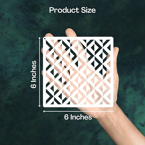 Miniatura 3 de CrafTreat Plantillas geométricas reutilizables de 12 piezas para pintar (6 x 6), plantillas de bricolaje para pared y muebles