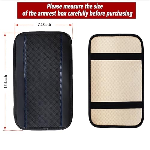 Miniatura 2 de Funda para reposabrazos de automóvil, fundas de consola de automóvil, funda de cuero de fibra en relieve impermeable, adecuada para la mayoría de