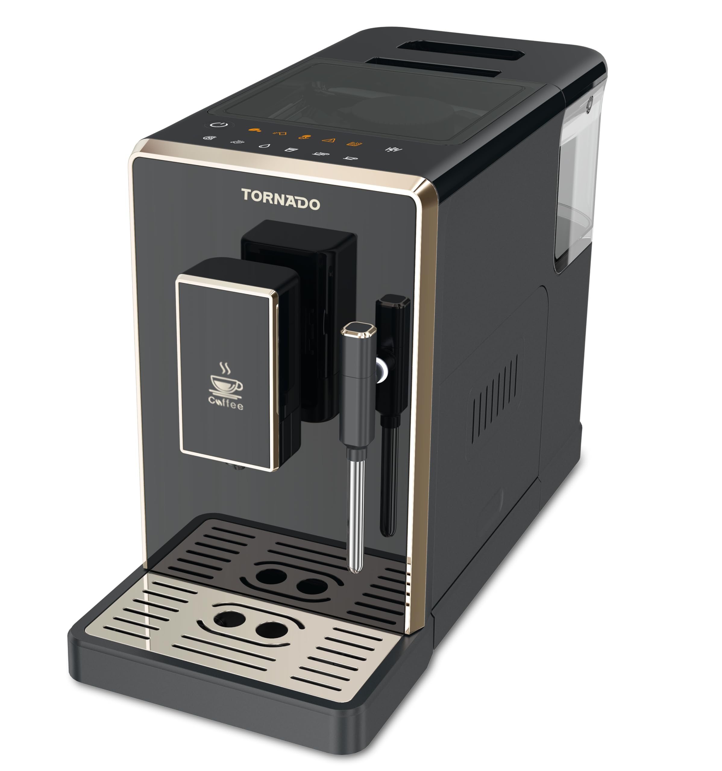 Tornado TCM-​9008A-​GS Machine À Expresso Automatique, BROYEUR INTÉGRÉ, CAFÉ en Grains, Noir