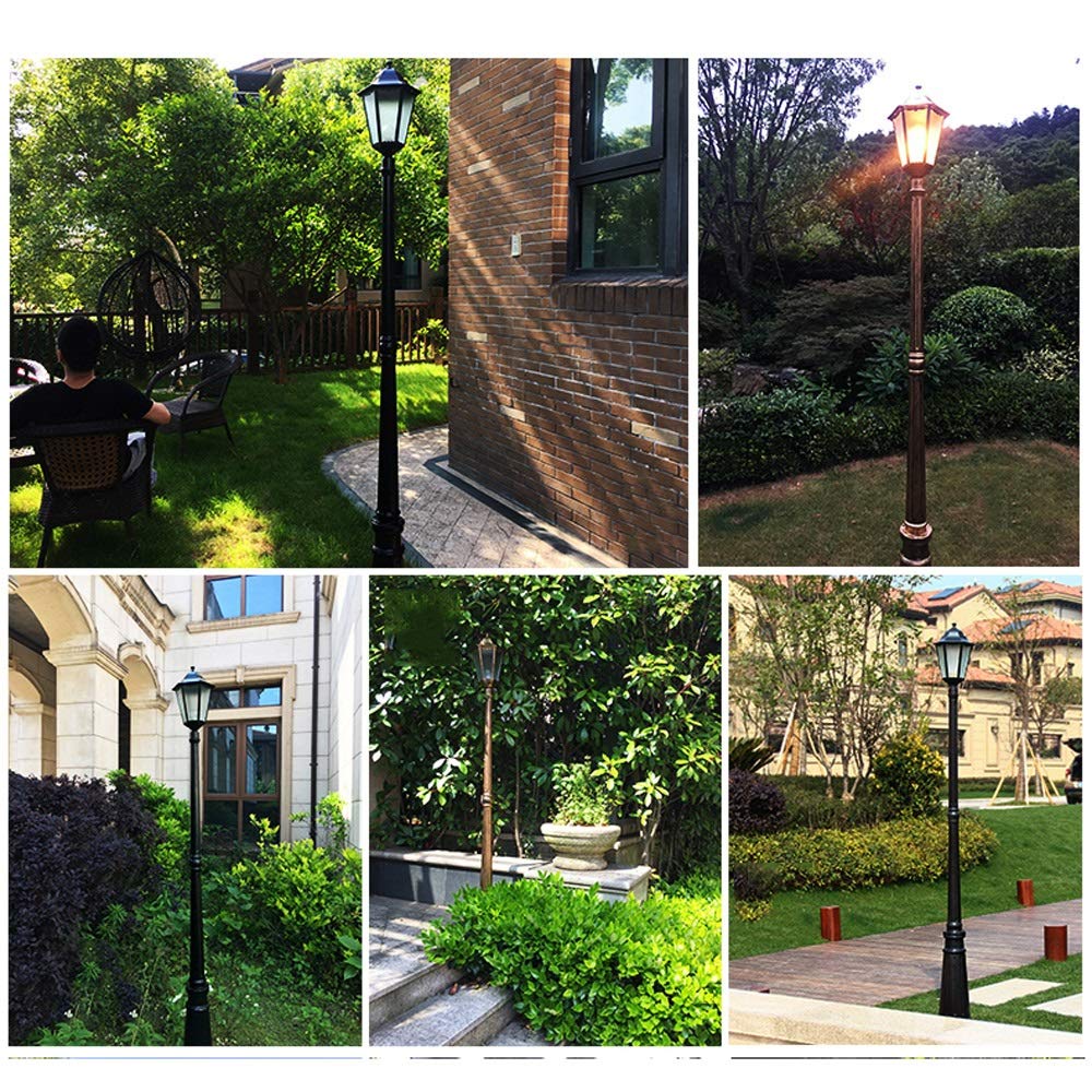 Farola de Poste Alto para Exteriores, Estilo Europeo, para jardín, IP54, Impermeable, Tipo bolardo, Columna, para Patio comunitario, Carretera, Paisaje, Pilar de alumini,Bronze_2.1m