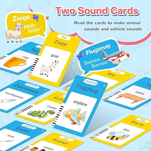 Vista 46 de Tarjetas flash parlantes en español e inglés para niños pequeños, tarjetas didácticas bilingües para aprender juguetes Montessori con 224 palabras
