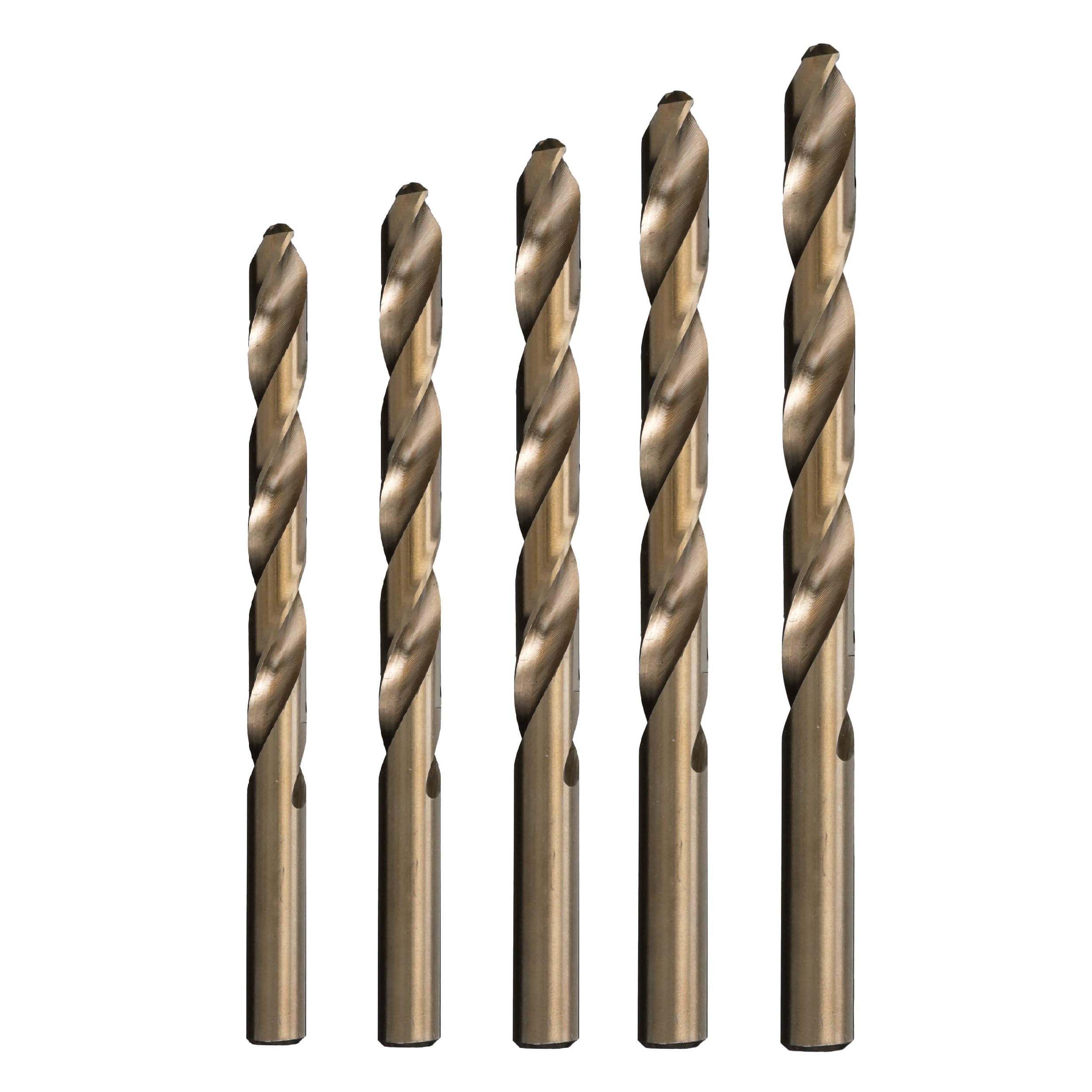Drill America 5 Piece Cobalt Drill Bit Set (1/4", 5/16", 3/8", 7/16", 1/2"), D/ACO Series, POUD/ACOJ