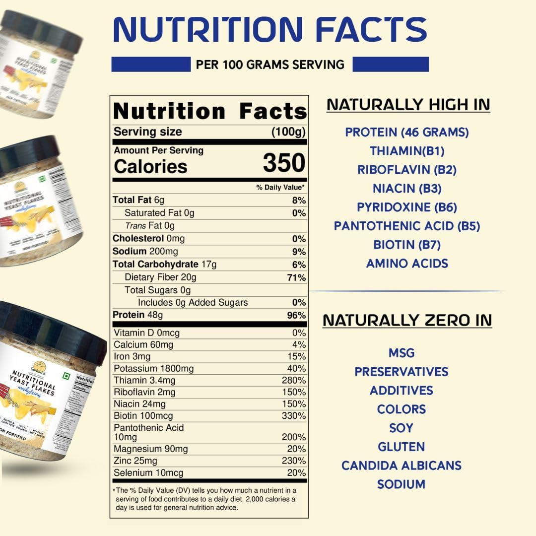 Alla's Posh Flavors Unfortified Nutritional Yeast Flakes Gluten-Free, Cheesy and Savory Non-Fortified Nooch | Rich in B Vitamins Minerals and Protein | Plant-based Superfood | Exclusive Flavors (Original-500gm) 2
