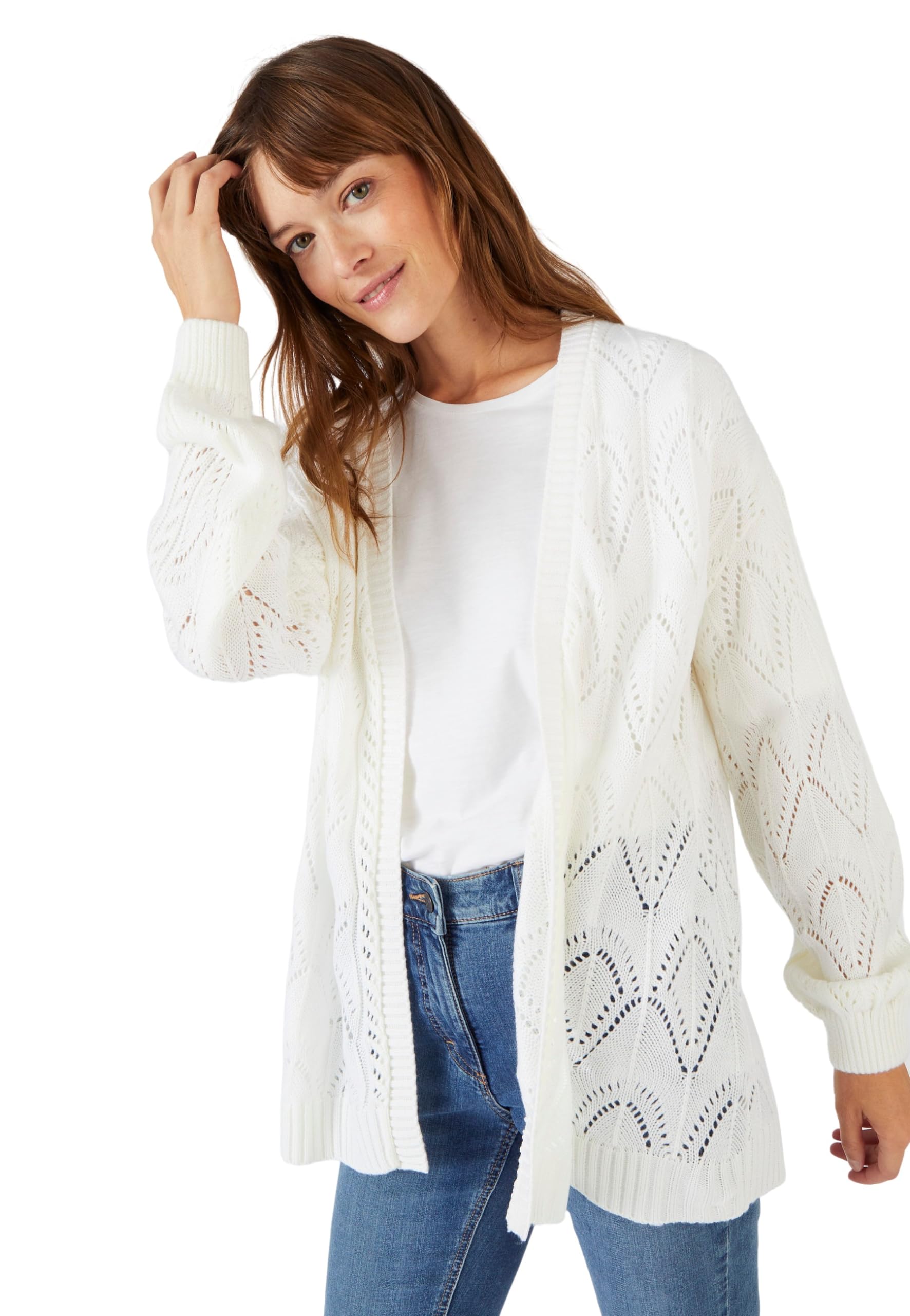 Damart - Edge-to-Edge Cardigan, White, 18/20