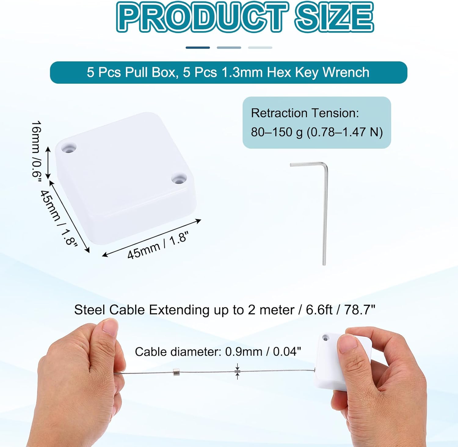 PATIKIL Retractable Remote Control Cable Tether (6.6ft / 2M, White)(5 Set) Square Remote Control Security Lanyard Lock Adjustable Locking Leash with Round Iron Cap, Suit for - TV/Tablets