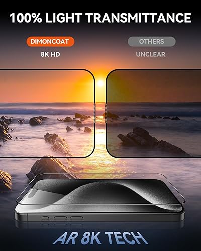 Miniatura 7 de DIMONCOAT Paquete de 4 protectores de pantalla para iPhone 15 Pro Max kit de alineación automática Vidrio templado 10X protección militar compatible