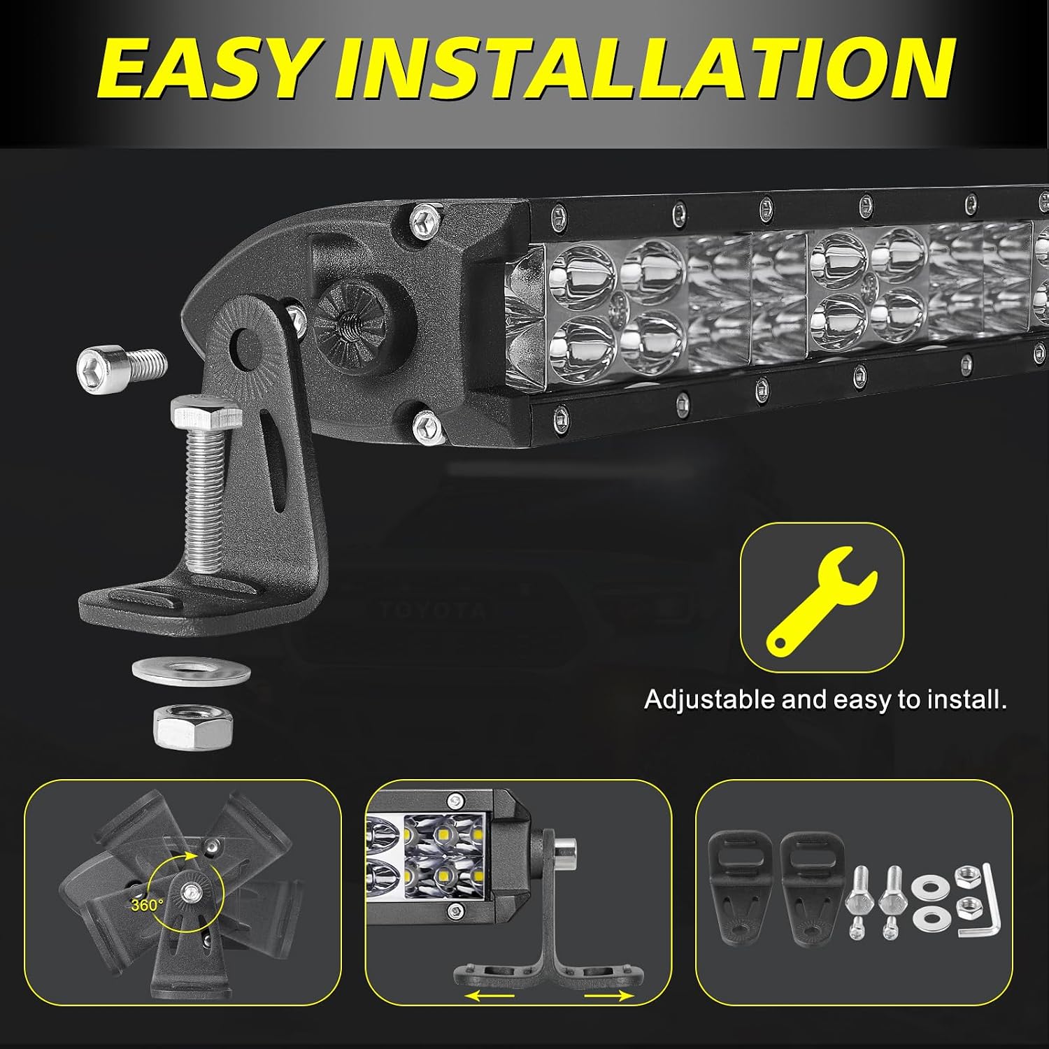18 Inch Slim LED Light Bar, AKD Part 144W Spot Flood Combo Off Road Driving Lights Slim Thin LED Light Bar Waterproof Work Bumper Grille Lights for Trucks UTV ATV Pickup Marine