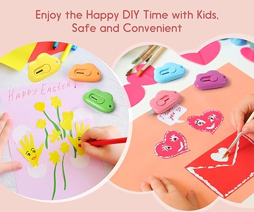 Miniatura 6 de Cortadores de cajas, paquete de 6 abrecartas retráctiles, cuchillos miniatura utilitarios en forma de nube, abridores de cajas, paquetes y