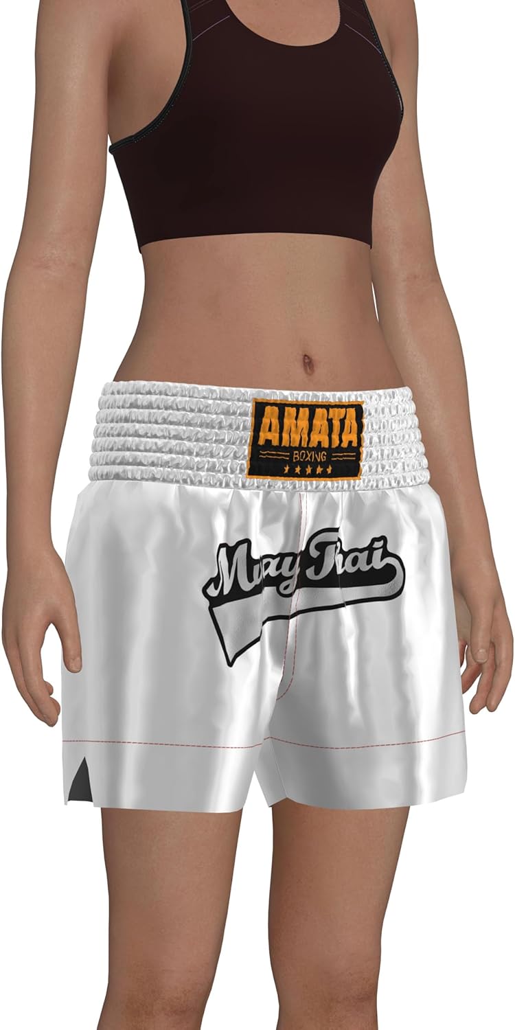 Amata Boxing Trunks Muay Thai Shorts for Women MMA Fight Outfit Retro Logo