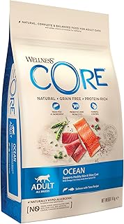 Wellness Core Adult Ocean, Dry Cat Food for Healthy Skin and Shiny Coat, Grain, High Meat Content, Salmon and Tuna, 4 kg product image