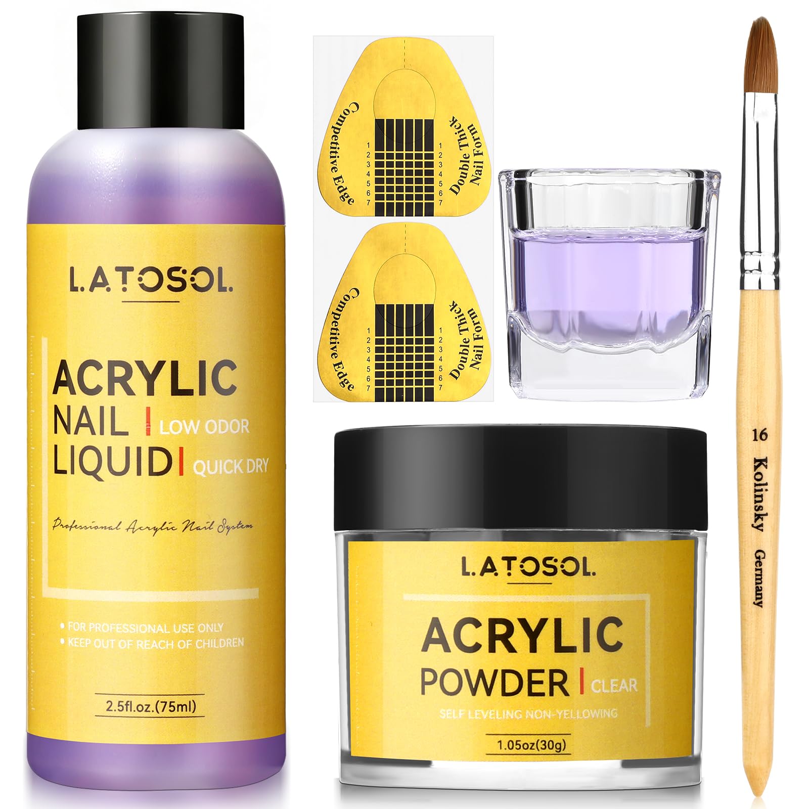 Acrylic Nail Kit, Acrylic Powder & Liquid Set with Nail Brush & Nail Forms 1.05 Ounce
