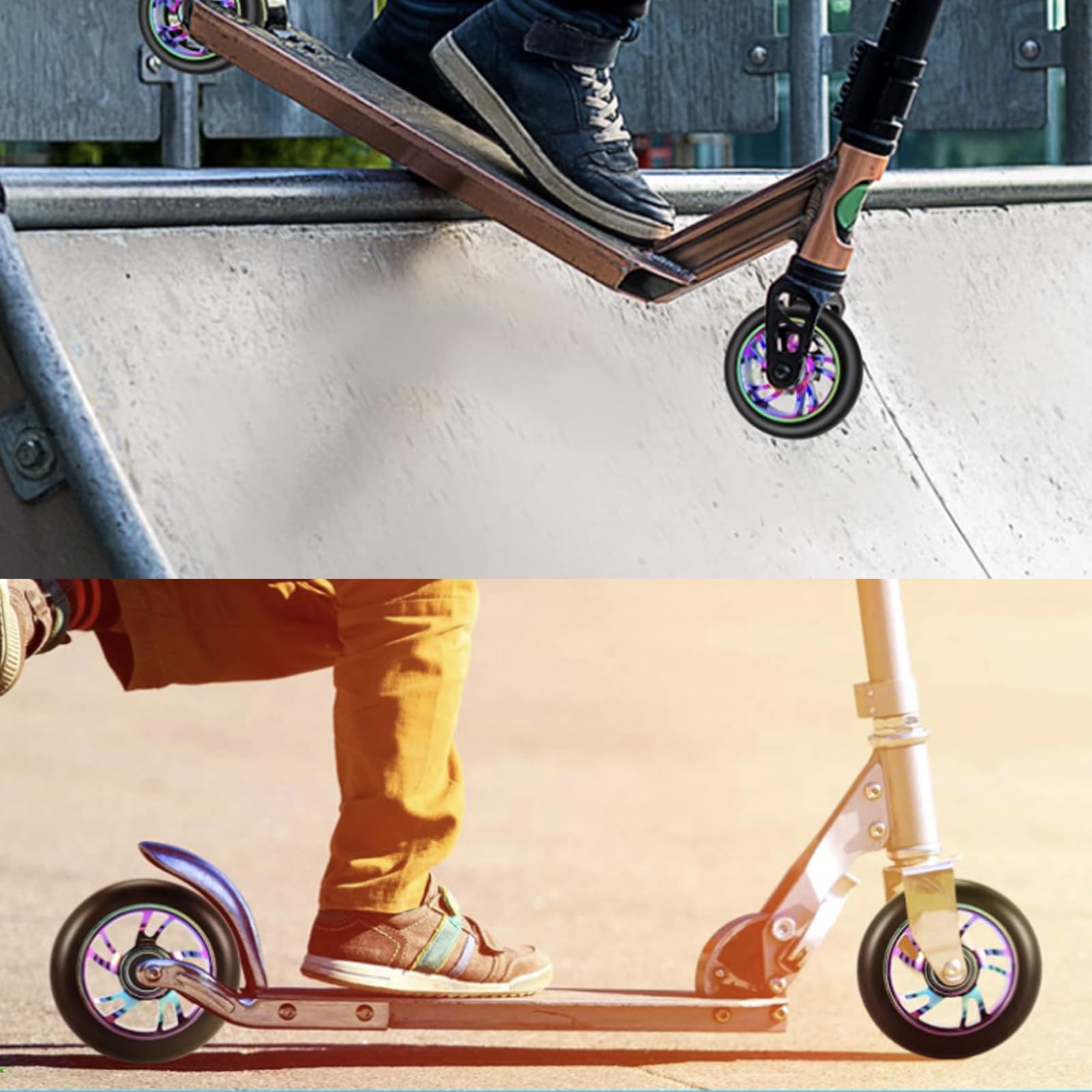 2 Roues De Trottinette 100 Mm Avec Roulements ABEC 9 - En PU Et Aluminium - Pour La Plupart Des Scooters Freestyle