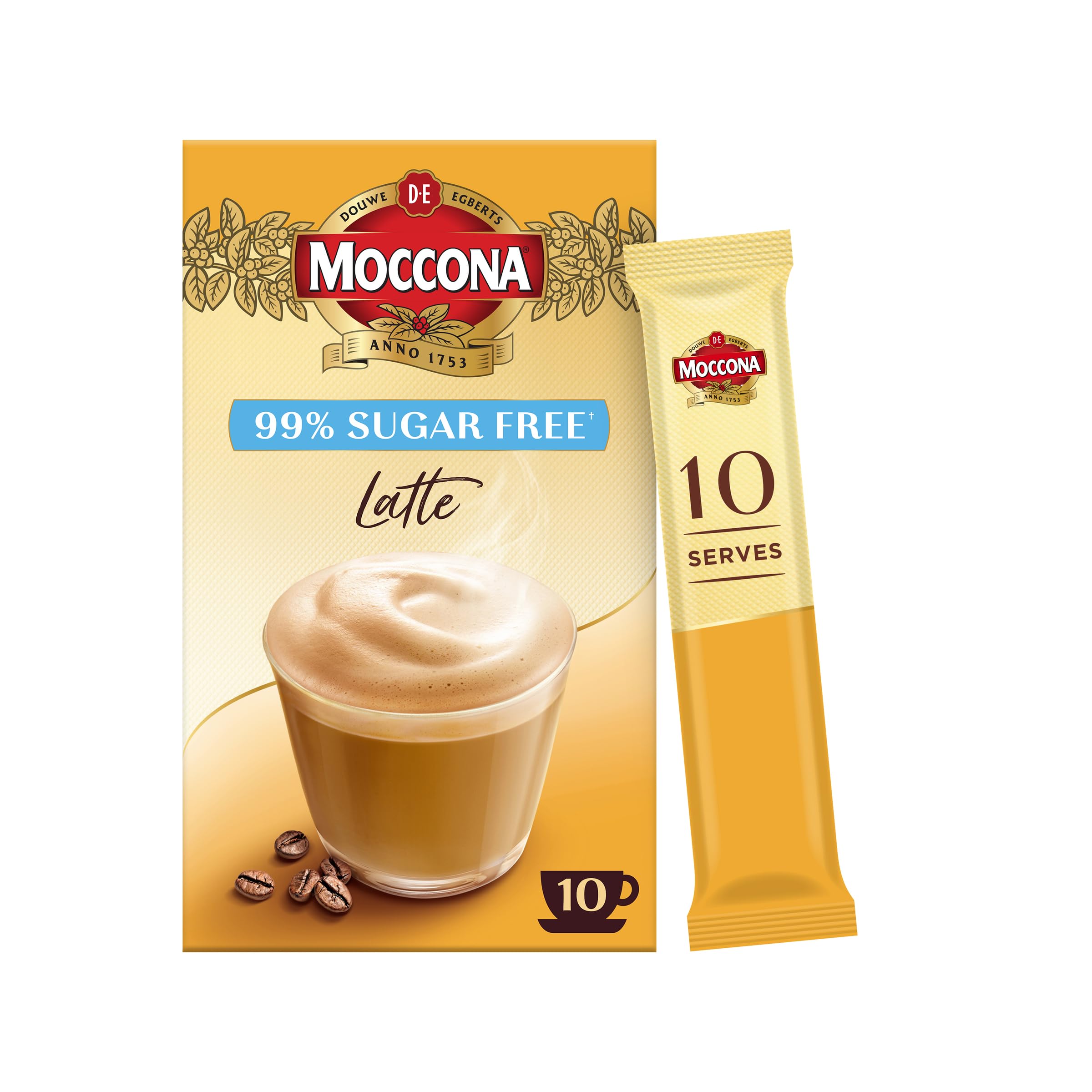 Moccona Coffee Sachets Latte 99% Sugar Free 50 sachets (10 sachets x 5 packs)