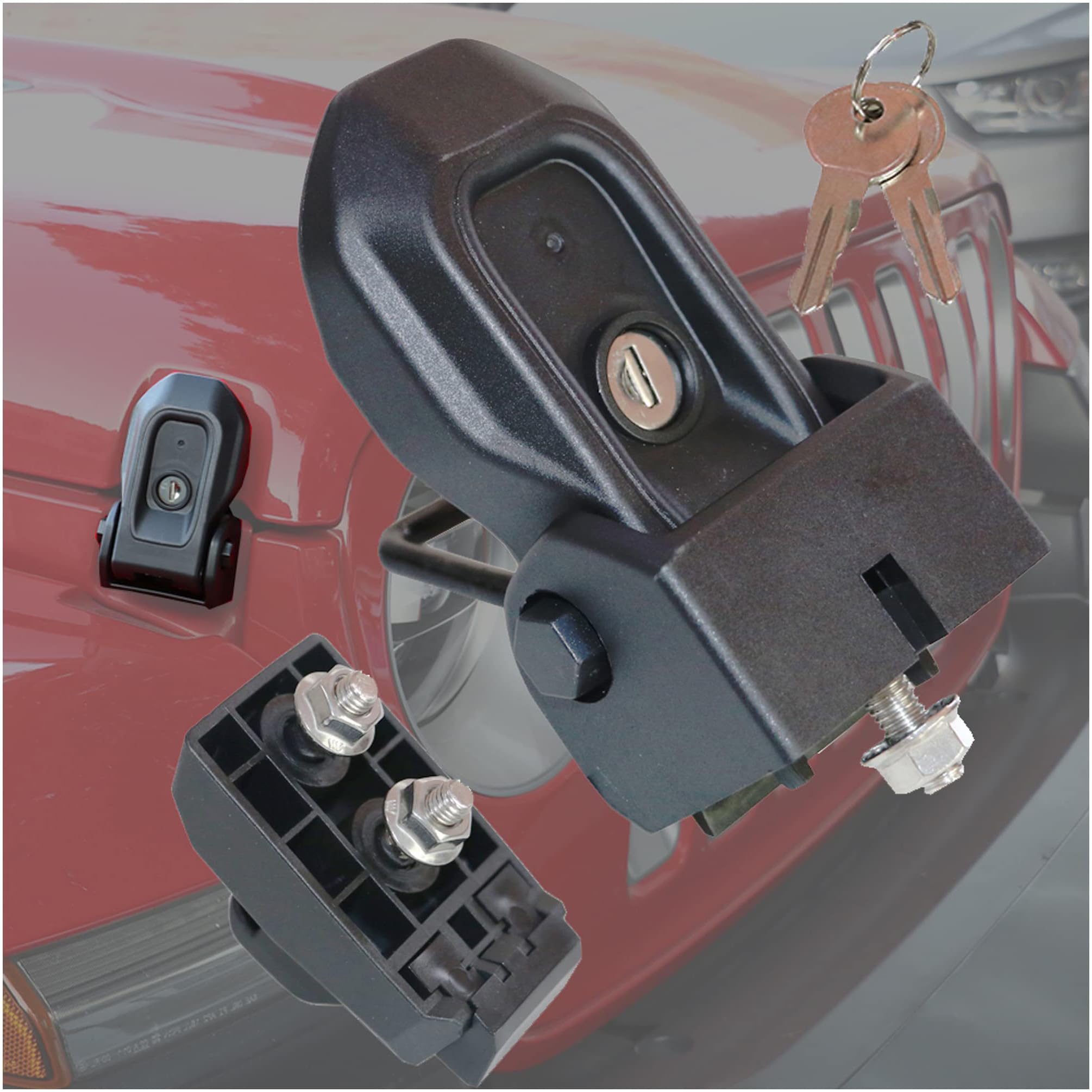 Locking Hood Latches With Keys For 2018-2024 Jeep Wrangler JL & Gladiator JT - Aluminum, USA Flag