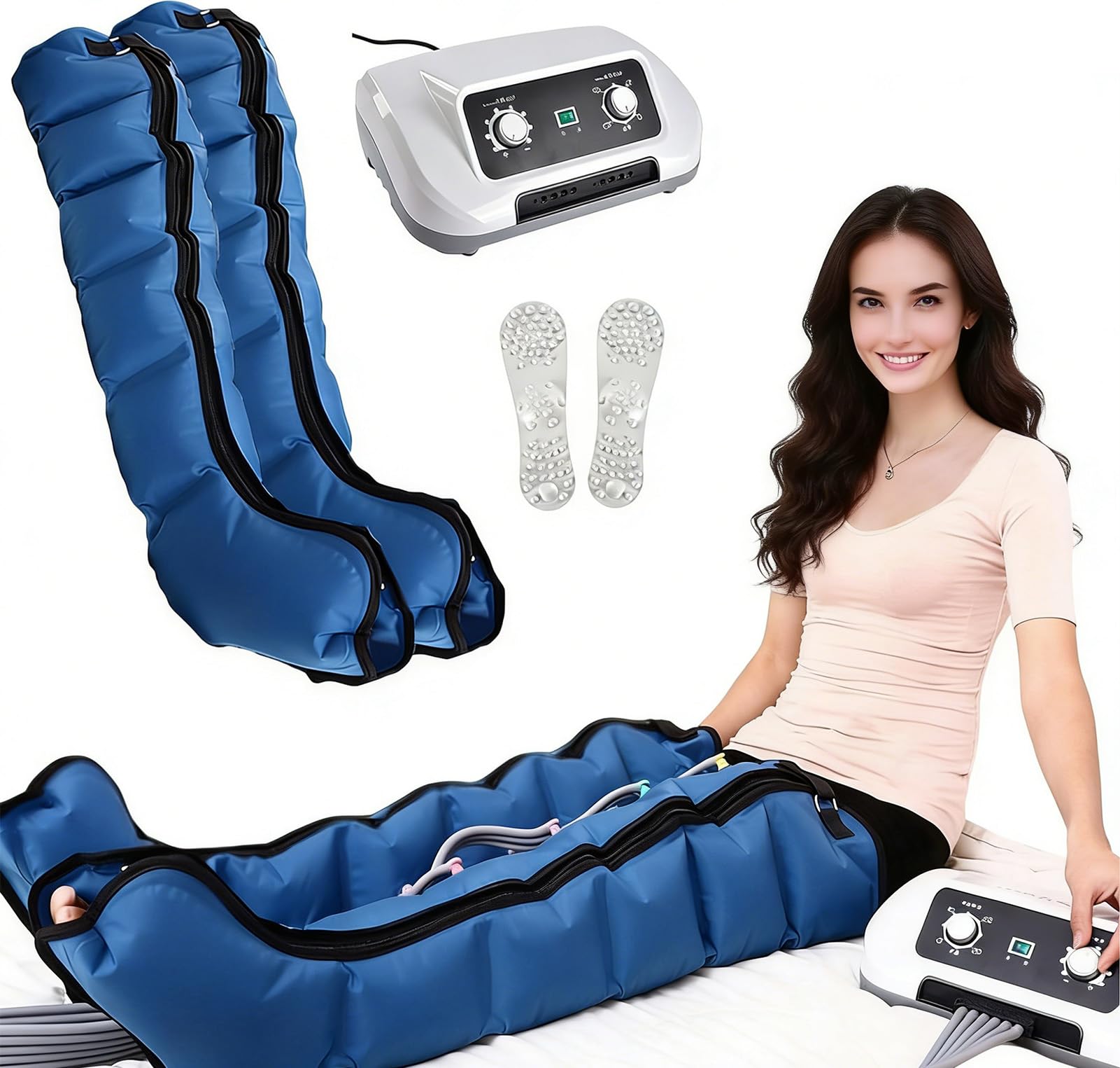 Lymphdrainage Gerät Beine Bei Lipödem, Venen Massagegerät Mit Timer-Funktion, Beinmassagegerät Mit 6 Luftkammern Einstellbarer Druck, Ideal Bei Lipödem, Wassereinlagerungen Und Schwellungen