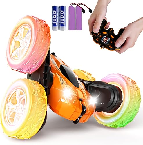 Coche de control remoto de 82.4 F, auto de acrobacias de juguete de acrobacias de auto de acrobacias 4WD 2.4Ghz de doble cara giratorio de 360 con