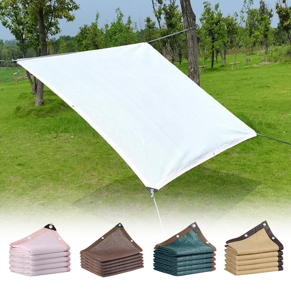 GJZQDKX Breathable Plant Shade Netting - UV-Resistant Shade Cloth with Grommets for Greenhouse, Barn, Outdoor Use (White, 2.0 x 7.0 M)