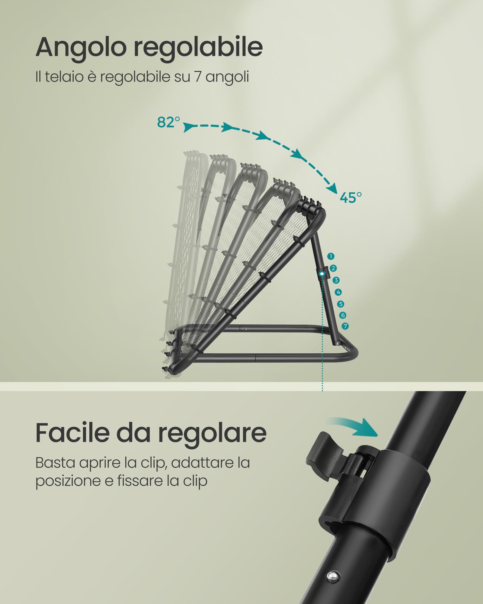 SONGMICS Porta da Calcio, Rete da Calcio per Adolescenti, Portatile, con Telaio in Acciaio, Inclinazione Regolabile, Montaggio Rapido, per Giardino, Parco, Spiaggia, Nero Inchiostro SZQ0085B01