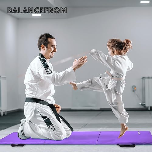 Miniatura 5 de BalanceFrom Tapete de ejercicio plegable de triple pliegue de 2 pulgadas de grosor con asas de transporte para MMA gimnasia y gimnasio en casa