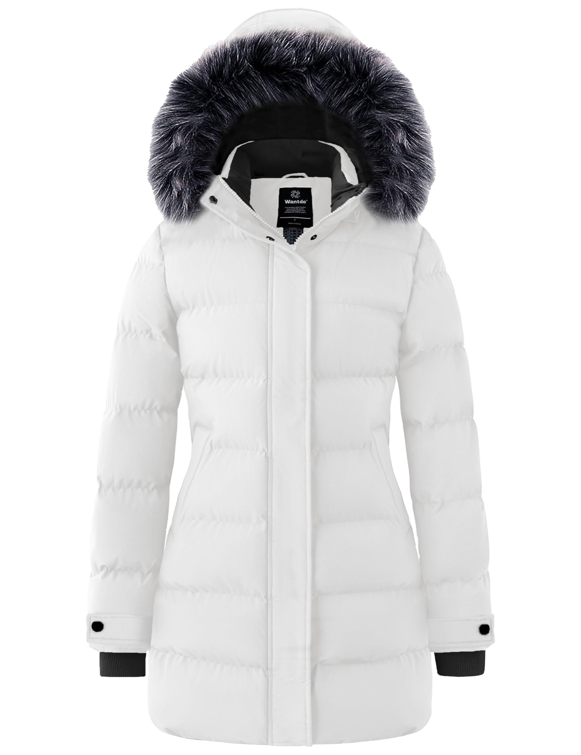Women's Long Quilted Winter Coat Thicken Puffer Jacket with Faux Fur Hood-image-30