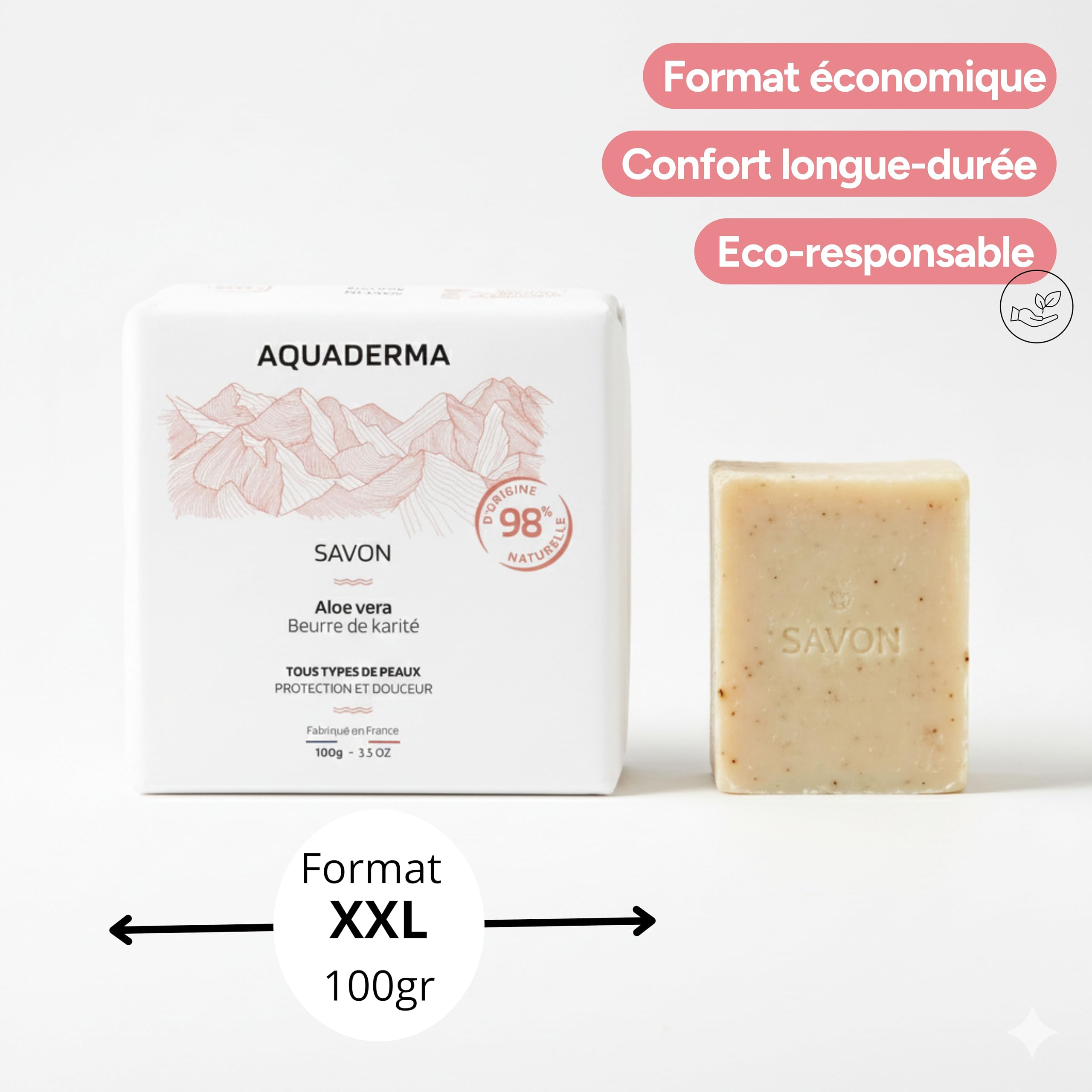 Savon Solide Beurre de Karité & Aloe Vera BIO 100g - 98% Origine Naturelle & Made in France - Protection & Douceur - Tous Types de Peaux
