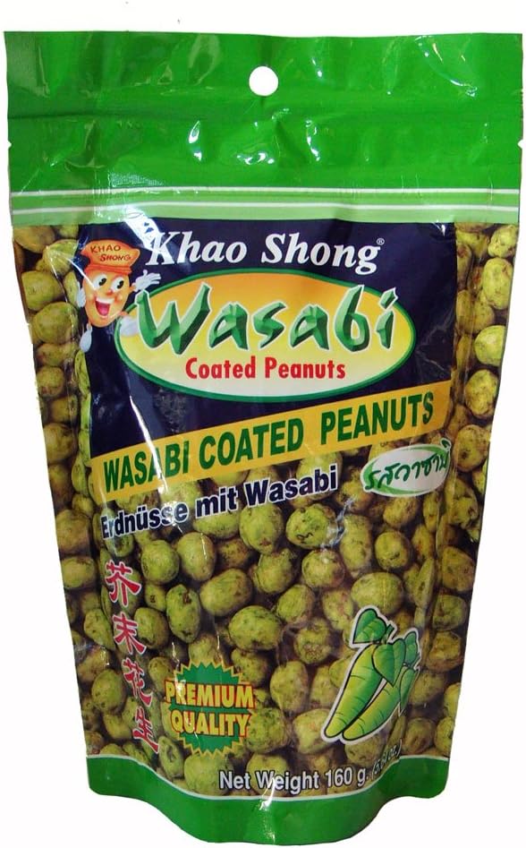 Wasabi Coated Peanuts - Khao Shong Brand 5.64 Oz Net