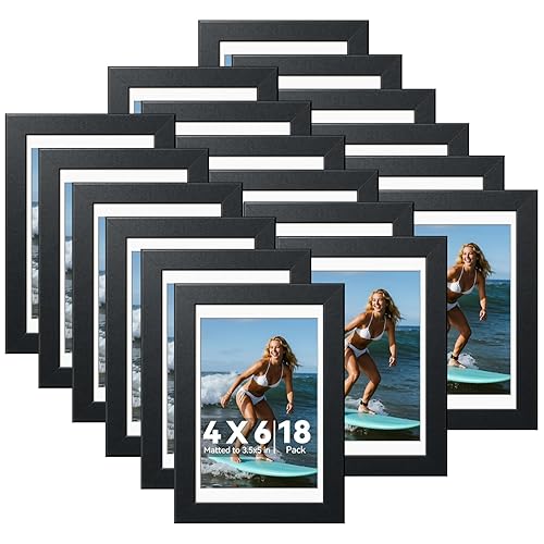 HappyHapi 4x6 Picture Frames Set of 18, Tabletop or Wall