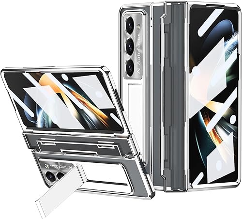 Funda para Samsung Galaxy Z Fold 5 2023, carcasa de una pieza con protección de bisagra transparente Z Fold 5 con soporte, protector de pantalla