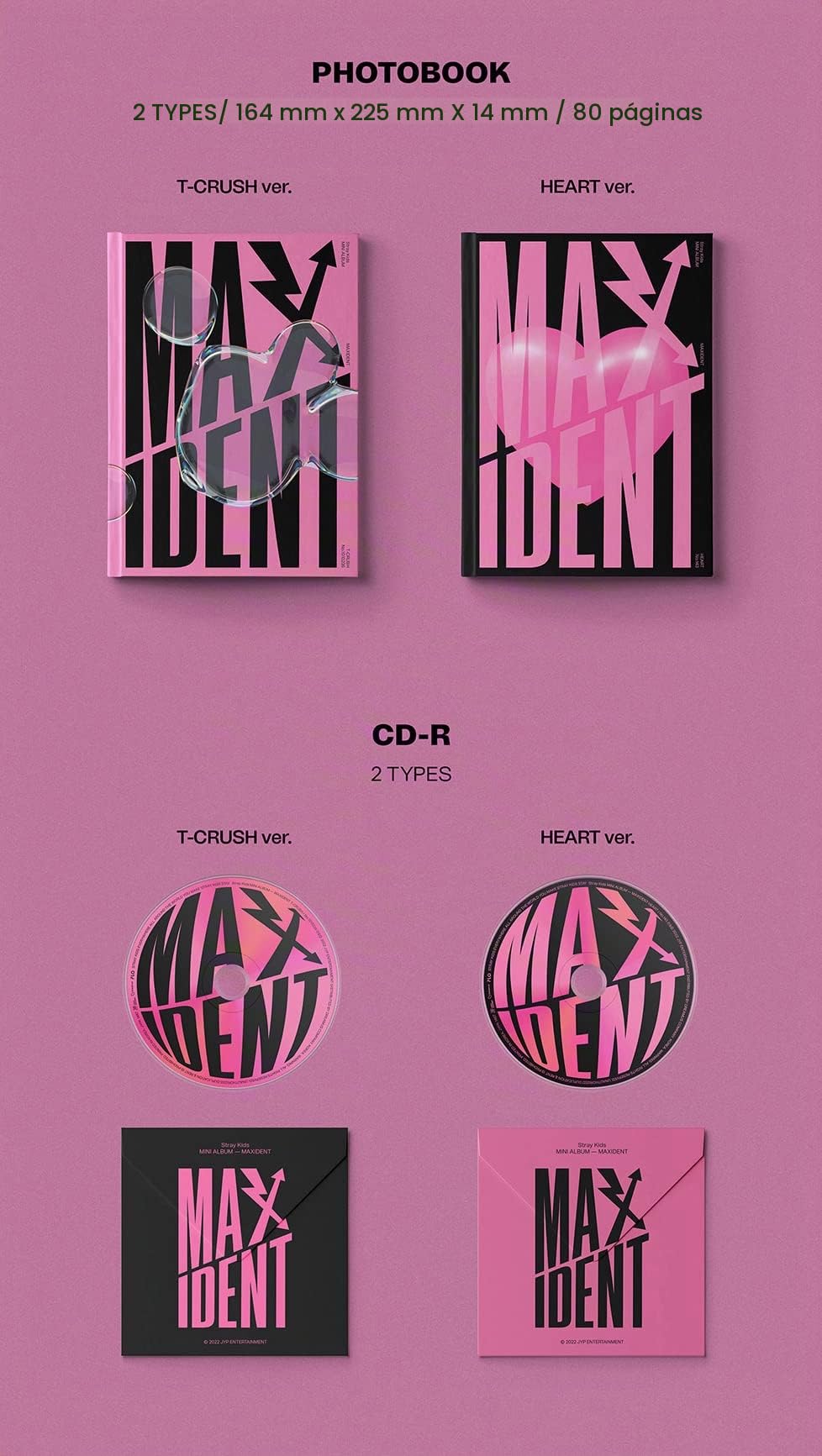 STRAYKIDS SKZ - 7TH MINI ALBUM MAXI DENT, [SET : T-CRUSH VERSION + HEART VERSION]