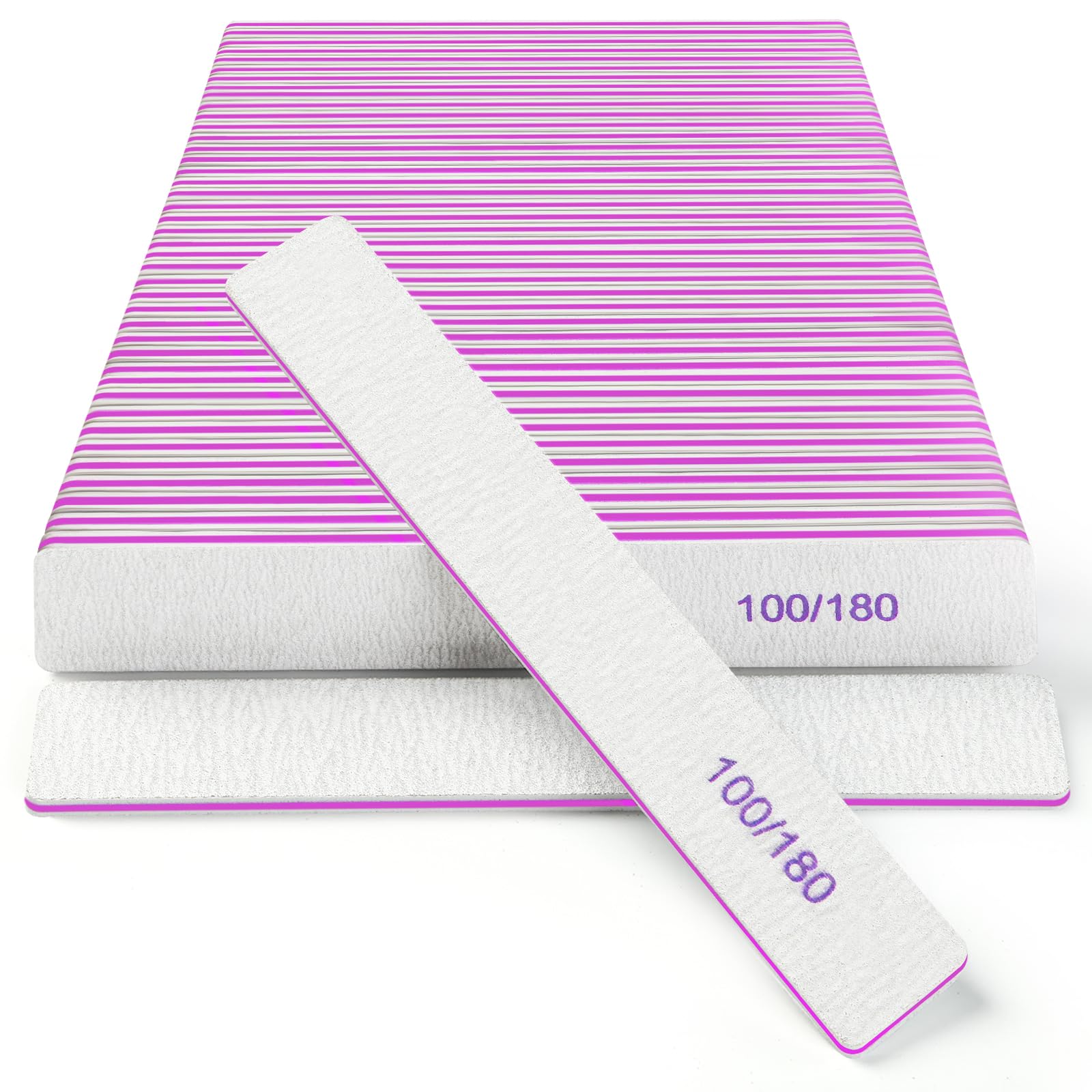 Paquete de 30 limas de uñas, grano 100/180, herramientas de manicura de doble cara, lima de uñas de tablero de esmeril para uñas naturales y uñas acrílicas, kit profesional de lima de uñas