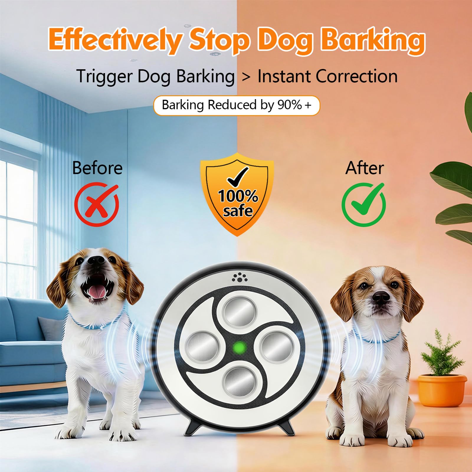 2026 Anti Aboiement Chien Ultrason Puissant Télécommande, Anti Aboiement Chien 3 Portées, Boitier Chien de 21m, Étanche IP65 Rechargeable, Automatique Boitier Ultrason intérieurs et Extérieurs