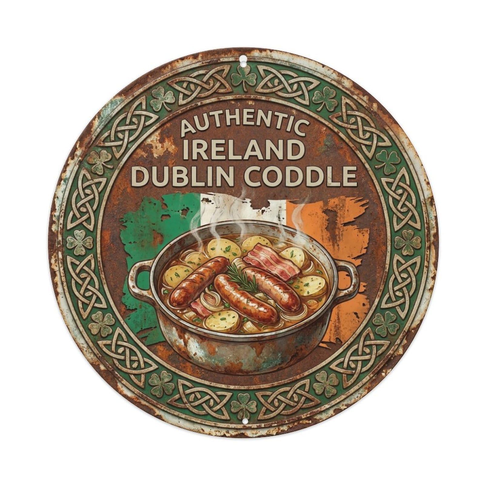 Olhnbad Style Ireland Travel Dublin Coddle Sausage Stew Cuisine Metal Tin Sign