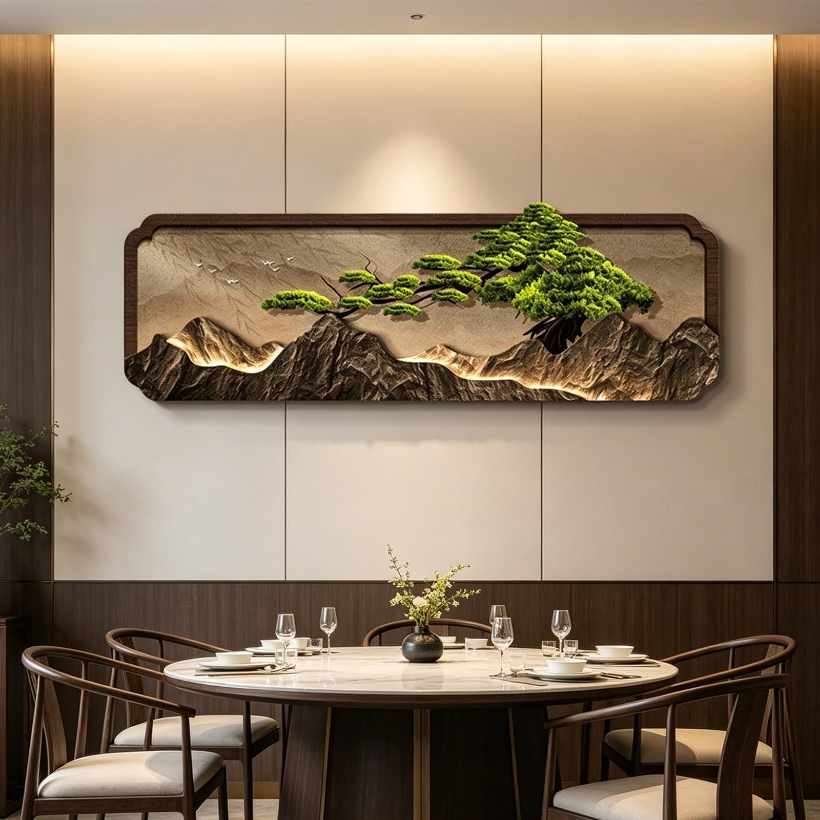 Tableau Mural LED 3D Paysage Zen AL1030 - Décoration Murale Lumineuse Salon Moderne
