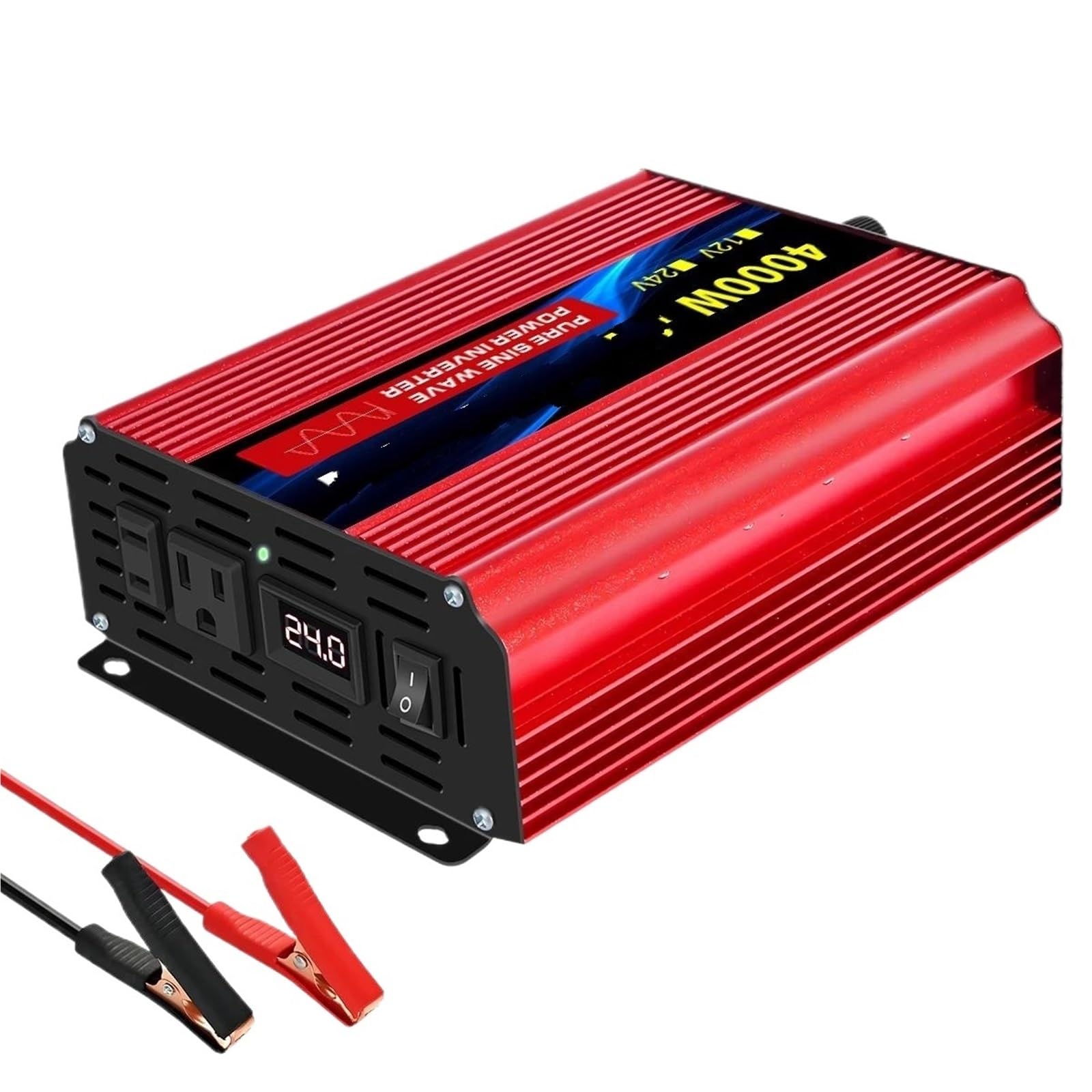 Falownik sinusoidalny 1000 W-4000 W DC 12 V/24 V do AC 220 V 50 Hz, adapter do ładowarki, uniwersalne gniazdo samochodowe, falownik (24 V 4000 W 110 V)