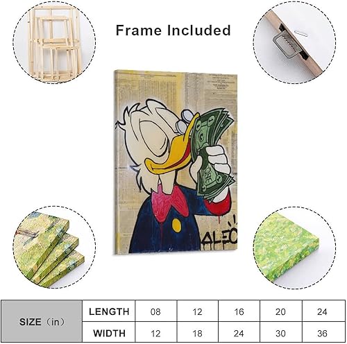 Miniatura 2 de JFU Alec-Monopolys - Póster de dinero con olor a olor, pintura decorativa en lienzo, arte de pared, para sala de estar, dormitorio, 16 x 24 pulgadas