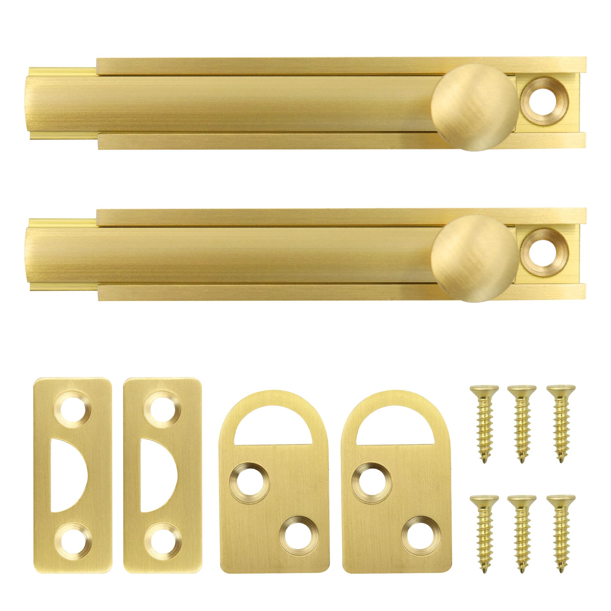2 Pack Solid Brass Surface Bolt 3 Inch Concealed Slide Barrel Bolt Latch